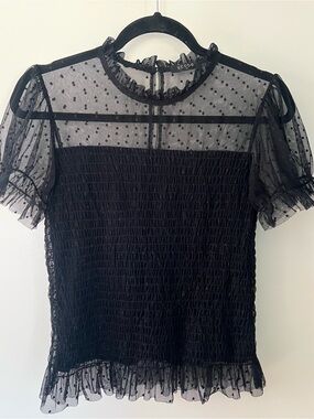 Scobe Y2K smocked keyhole whimsigoth black blouse